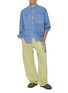 Figure View - Click To Enlarge - JW ANDERSON - Pixel Print Twisted Workwear Light Wash Jeans