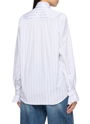Back View - Click To Enlarge - BOURRIENNE PARIS X - High Officer Collar Ruffle Detail Striped Shirt