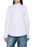 BOURRIENNE PARIS X High Officer Collar Ruffle Detail Striped Shirt