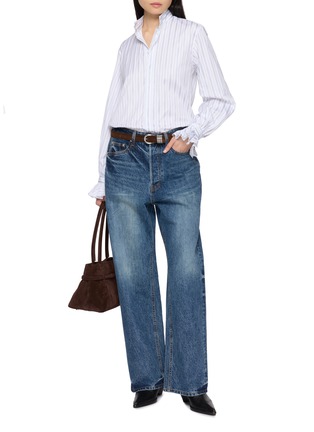 Figure View - Click To Enlarge - BOURRIENNE PARIS X - High Officer Collar Ruffle Detail Striped Shirt