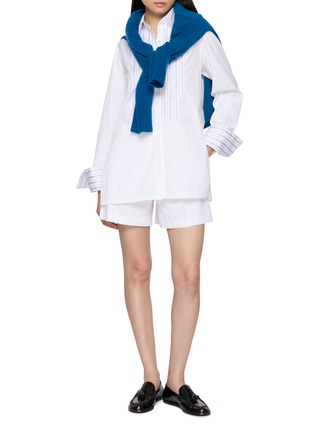 Figure View - Click To Enlarge - BOURRIENNE PARIS X - Classic Collar Stripe Panel Long Shirt