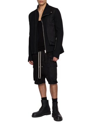 Figure View - Click To Enlarge - RICK OWENS  - Panelled Asymmetric Zip Jacket