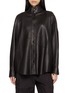 NACKIYÉ High Neck Button Up Leather Jacket