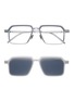 A. SOCIETY Kowloon Metal Rectangular Clip On Sunglasses