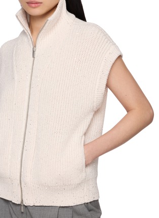  - PESERICO - Sequin Embellished Zip Up Knit Vesr