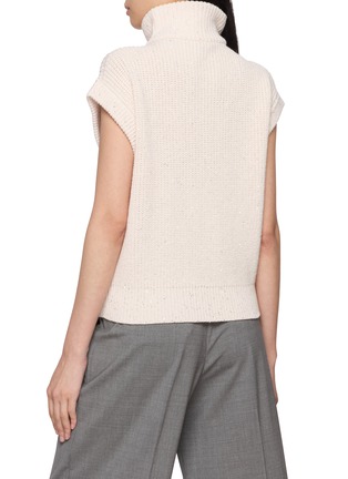 Back View - Click To Enlarge - PESERICO - Sequin Embellished Zip Up Knit Vesr