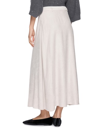 Back View - Click To Enlarge - PESERICO - Belted Corduroy Midi Skirt