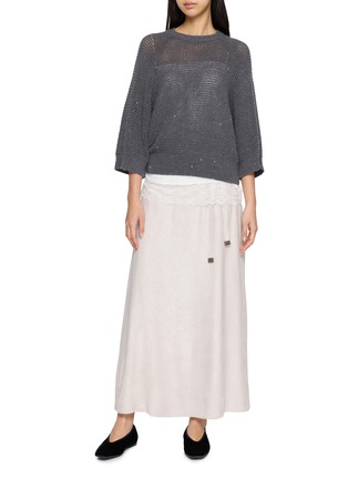 Figure View - Click To Enlarge - PESERICO - Belted Corduroy Midi Skirt
