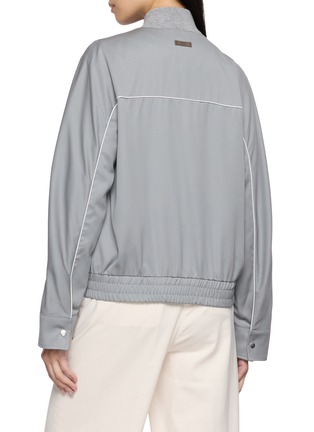 Back View - Click To Enlarge - PESERICO - Bi-Material Knitted Bomber Collar Jacket