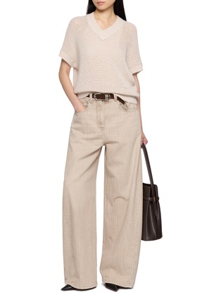 Figure View - Click To Enlarge - PESERICO - Short Sleeve V-Neck Knit Top