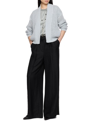 Figure View - Click To Enlarge - PESERICO - Round Neck Satin Top