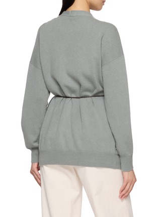 Back View - Click To Enlarge - PESERICO - Belted Embellished Cuff Knit Cardigan