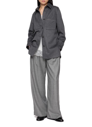 Figure View - Click To Enlarge - PESERICO - Embellished Pocket Overshirt Jacket