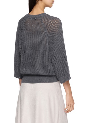 Back View - Click To Enlarge - PESERICO - Crewneck Sequin Open Knit Sweater