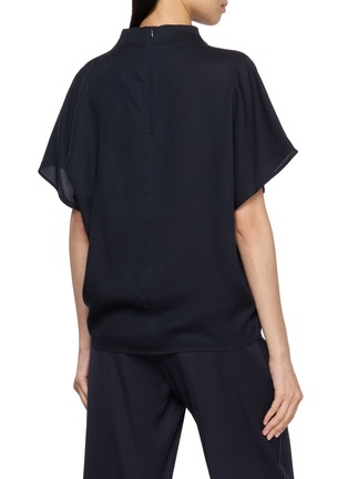 Back View - Click To Enlarge - PESERICO - Mock Neck Embellished Short Sleeve Top
