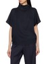 PESERICO Mock Neck Embellished Short Sleeve Top
