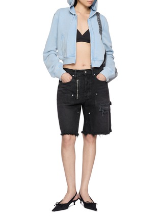Figure View - Click To Enlarge - ALEXANDERWANG - Allover Hotfix Zip Up Hoodie