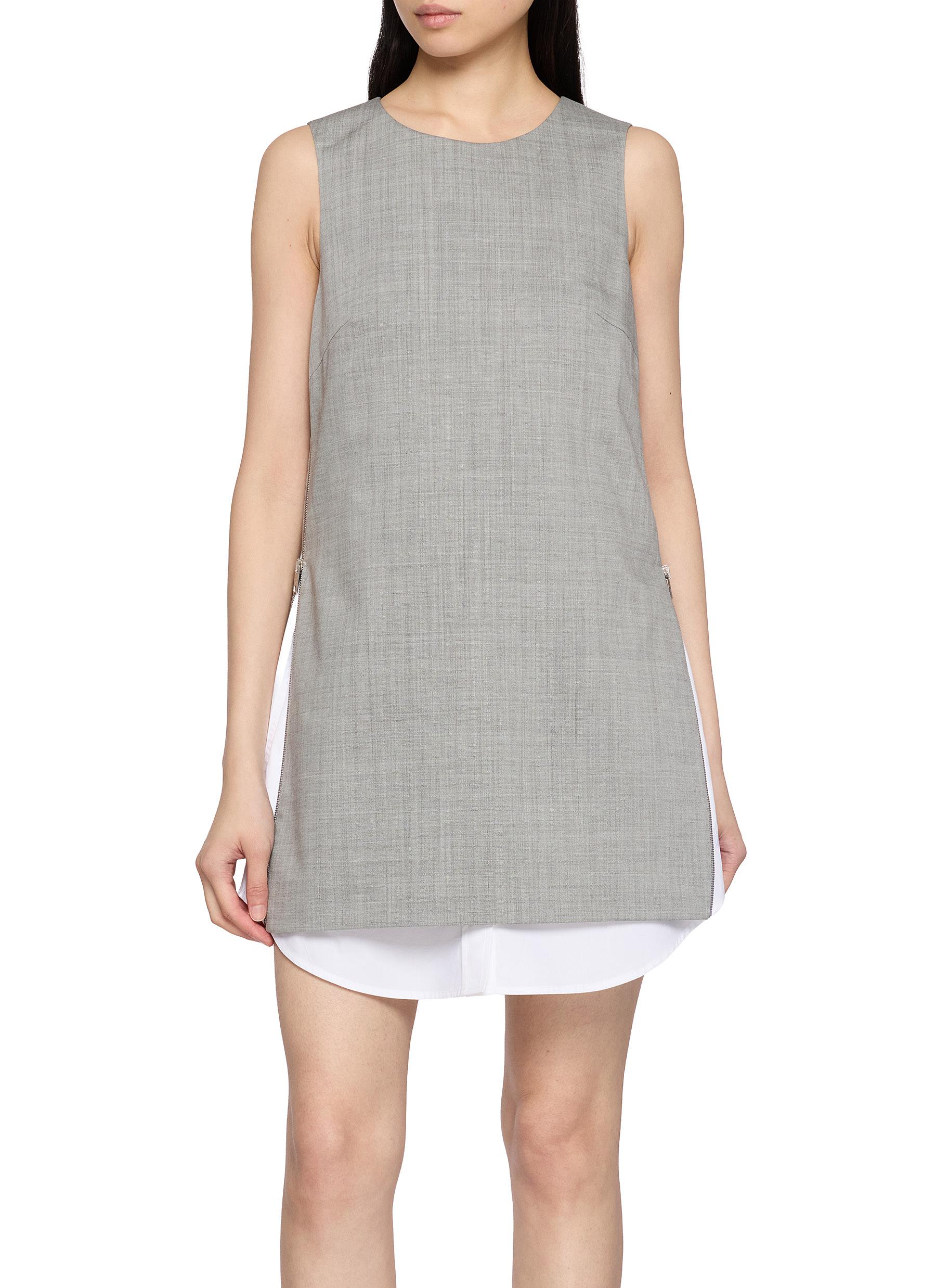 alexander wang zipper mini dress Alexander Wang Sunburst Zip Mini Dress Black Long Sleeve 6 Small tags included