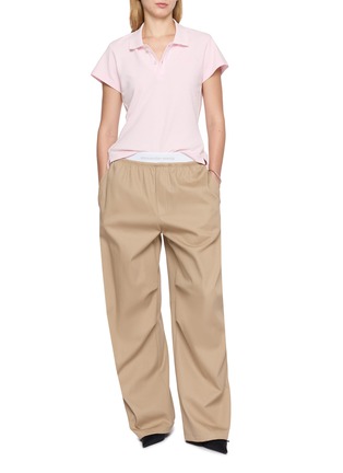 Figure View - Click To Enlarge - ALEXANDERWANG - Cropped Crystal Hotfix Cotton Polo Shirt