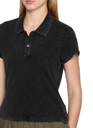  - ALEXANDERWANG - Cropped Crystal Hotfix Cotton Polo Shirt