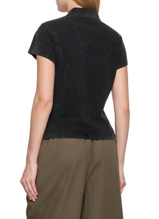 Back View - Click To Enlarge - ALEXANDERWANG - Cropped Crystal Hotfix Cotton Polo Shirt