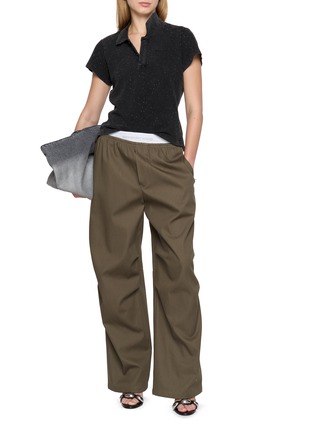 Figure View - Click To Enlarge - ALEXANDERWANG - Cropped Crystal Hotfix Cotton Polo Shirt