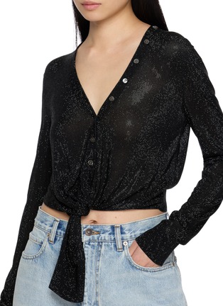  - ALEXANDERWANG - Hotfix Embellished Knotted Deep V-Neck Cardigan