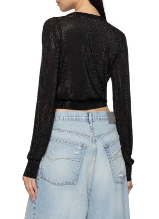 Back View - Click To Enlarge - ALEXANDERWANG - Hotfix Embellished Knotted Deep V-Neck Cardigan
