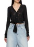 ALEXANDERWANG Hotfix Embellished Knotted Deep V-Neck Cardigan