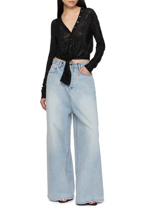 Figure View - Click To Enlarge - ALEXANDERWANG - Hotfix Embellished Knotted Deep V-Neck Cardigan