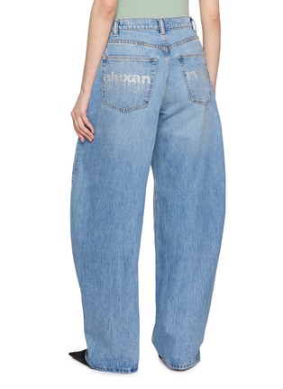 Back View - Click To Enlarge - ALEXANDERWANG - Crystal Hotfix Back Pocket Cotton Denim Blow Up Jeans