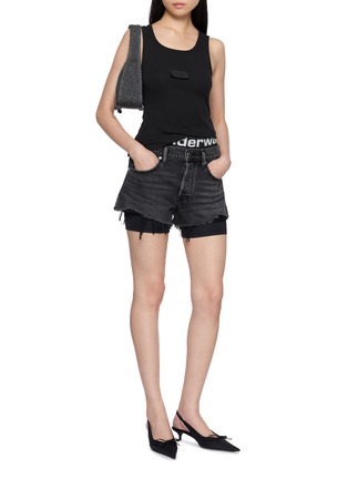 Figure View - Click To Enlarge - ALEXANDERWANG - Pre-Styled Dark Wash Shorts