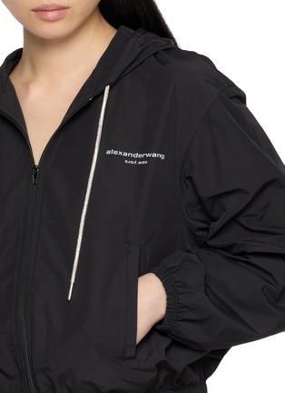  - ALEXANDERWANG - Crystal Drawcord Cropped Zip Up Hoodie