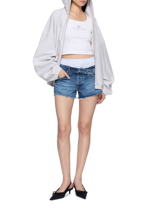 Figure View - Click To Enlarge - ALEXANDERWANG - Hotfix Embellished Oversized Zip Up Hoodie