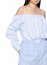  - ALEXANDERWANG - Striped Off Shoulder Mini Shirt Dress