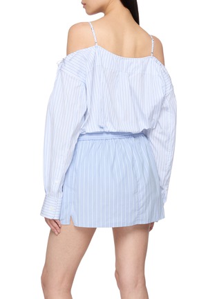 Back View - Click To Enlarge - ALEXANDERWANG - Striped Off Shoulder Mini Shirt Dress
