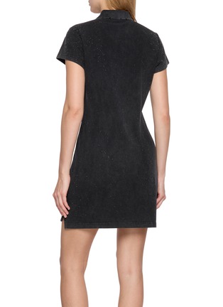 Back View - Click To Enlarge - ALEXANDERWANG - Crystal Embellished Cotton Polo Dress