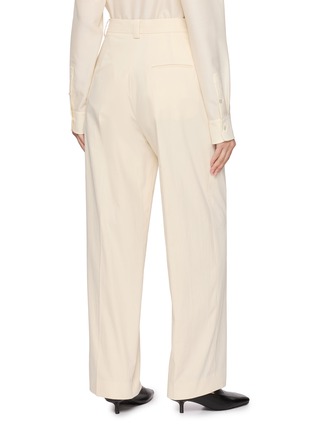 Back View - Click To Enlarge - GIA STUDIOS - Bone Pleated Cotton Trousers
