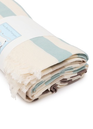 Detail View - Click To Enlarge - AUX BAINS FRANCAIS - Cotton Linen Beach Towel — Hazelnut Stripe