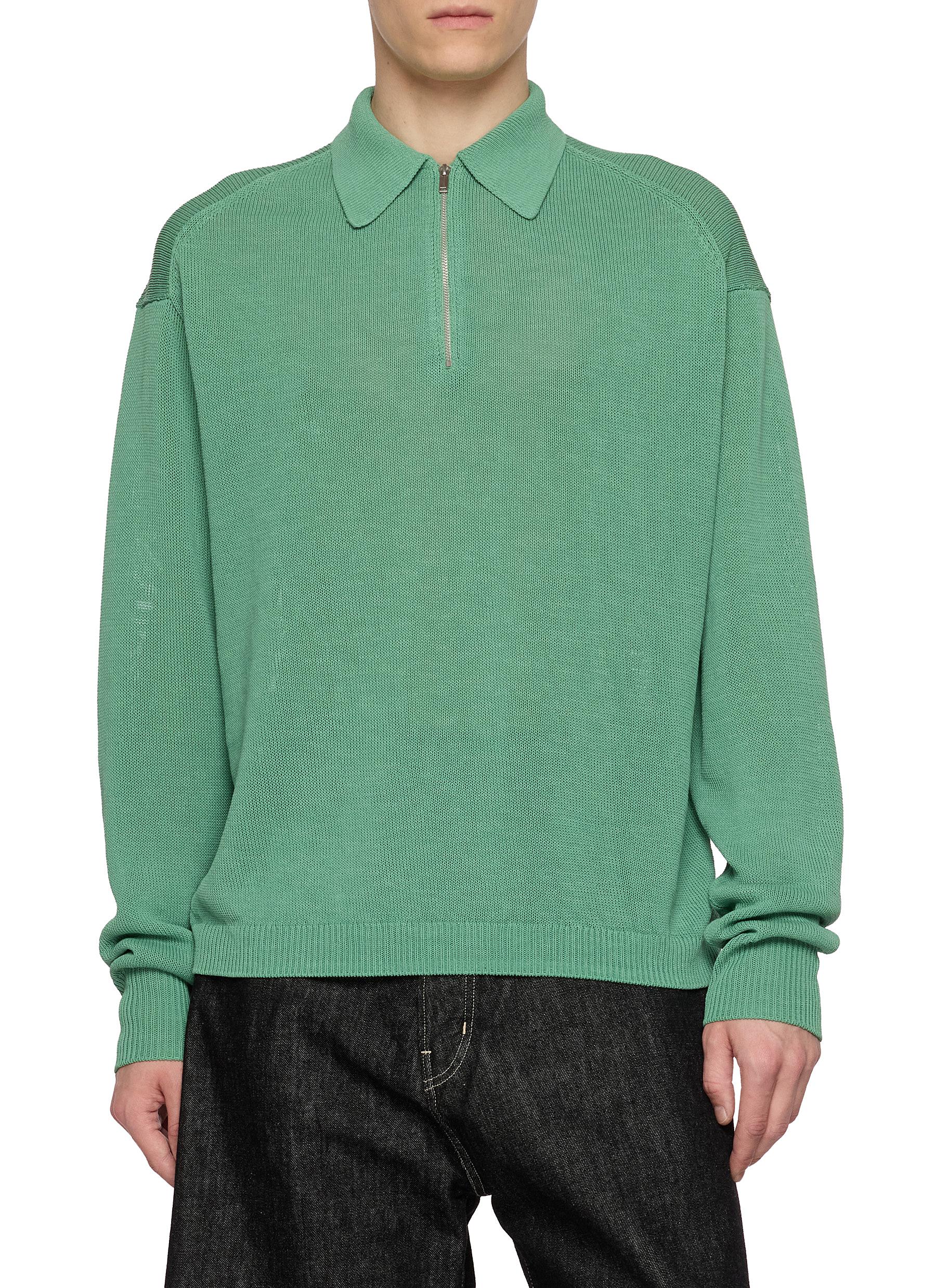 トップス STUDIO NICHOLSON 5GG BOILED HALF ZIP STUDIO NICHOLSON | Half Zip Polo Sweater | Men | Lane Crawford