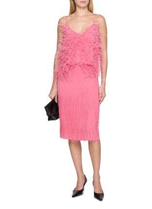 Figure View - Click To Enlarge - SHARON WAUCHOB - Hand Embroidered Fringe Slip Skirt