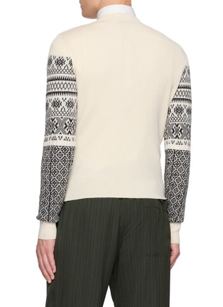 Back View - Click To Enlarge - DRIES VAN NOTEN - Fair Isle Pattern Wool Cotton Knit Cardigan