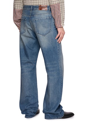 Back View - Click To Enlarge - DRIES VAN NOTEN - Faded Wash Straight Leg Cotton Denim Jeans