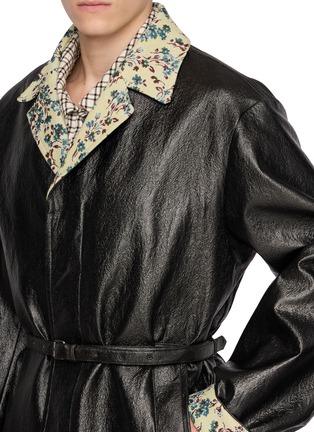  - DRIES VAN NOTEN - Floral Contrast Trim Belted Coat