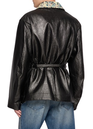 Back View - Click To Enlarge - DRIES VAN NOTEN - Floral Contrast Trim Belted Coat