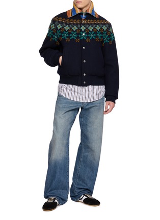 Figure View - Click To Enlarge - DRIES VAN NOTEN - Fair Isle Embroidered Bomber Jacket