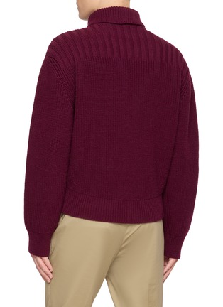 Back View - Click To Enlarge - DRIES VAN NOTEN - Marino Asymmetric Funnel Neck Knit Cardigan