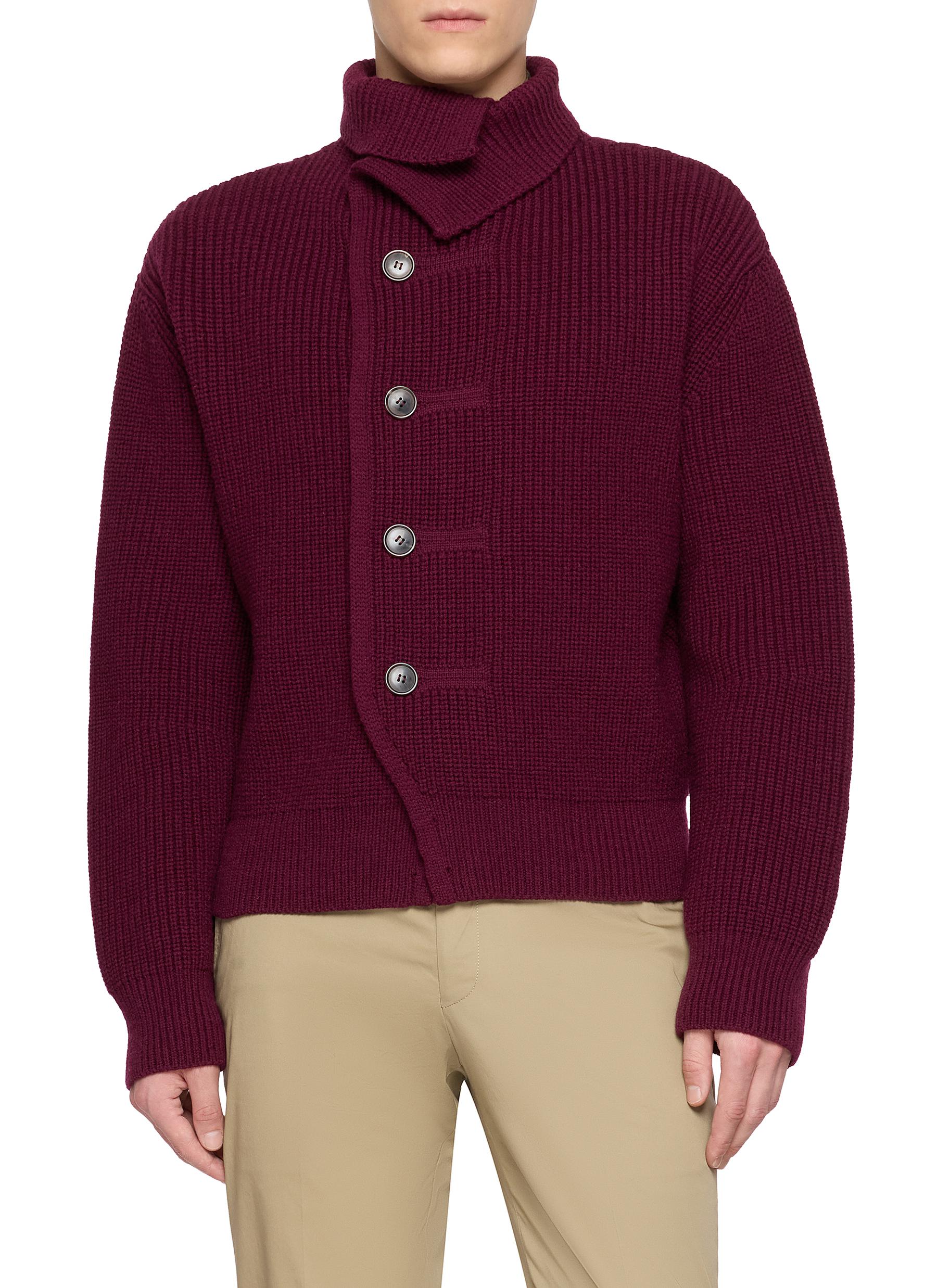 DRIES VAN NOTEN | Marino Asymmetric Funnel Neck Knit Cardigan