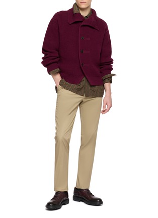 Figure View - Click To Enlarge - DRIES VAN NOTEN - Marino Asymmetric Funnel Neck Knit Cardigan