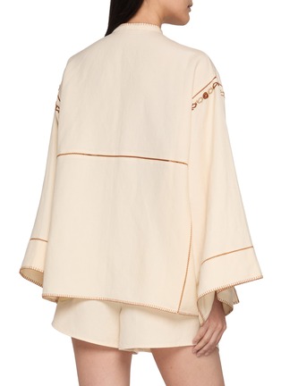 Back View - Click To Enlarge - INTO THE EAST - Embroidered Stitching Loose Sleeve Top